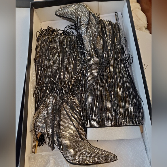 Tall Bling Fringe Boot high heel - Picture 3 of 6